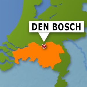 Kunststof Kozijnen Brabant - kaartje van Zuid Nederland waarin de provincie Noord-Brabant oranje is uitgelicht. Er wijst een pijl naar Den Bosch.