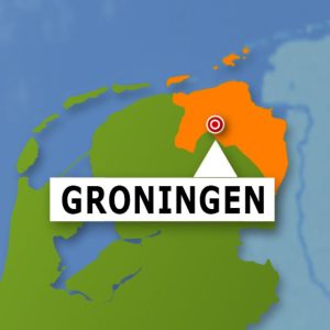Kunststof Kozijnen Groningen - Kaartje van Noord Nederland waarin de provincie Groningen oranje is uitgelicht. De hoofdstad Groningen wordt aangeduid met een pijl.