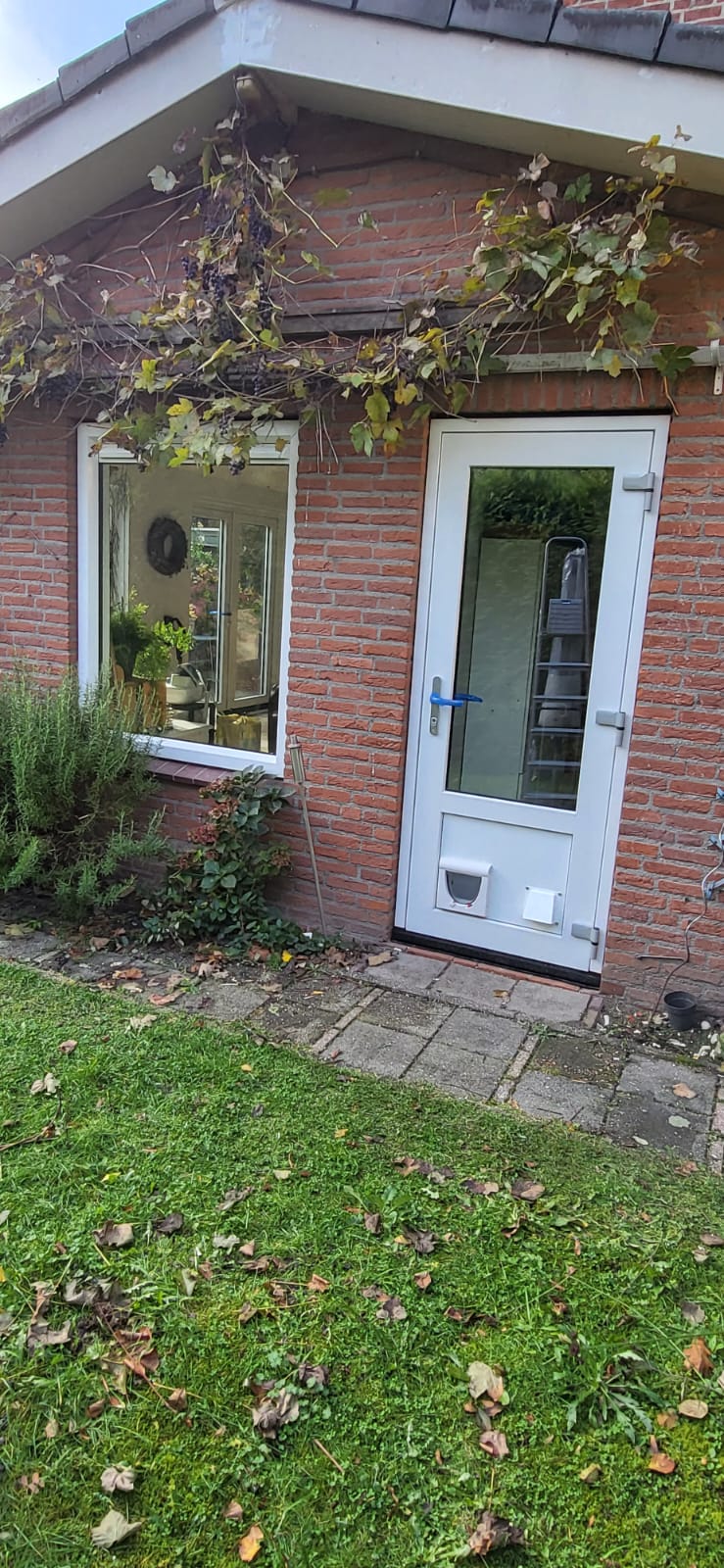 Kunststof achterdeur met kattenluik - Waalre - AMPA kunststof kozijnen